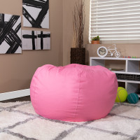 Flash Furniture Oversized Solid Light Pink Bean Bag Chair DG-BEAN-LARGE-SOLID-PK-GG